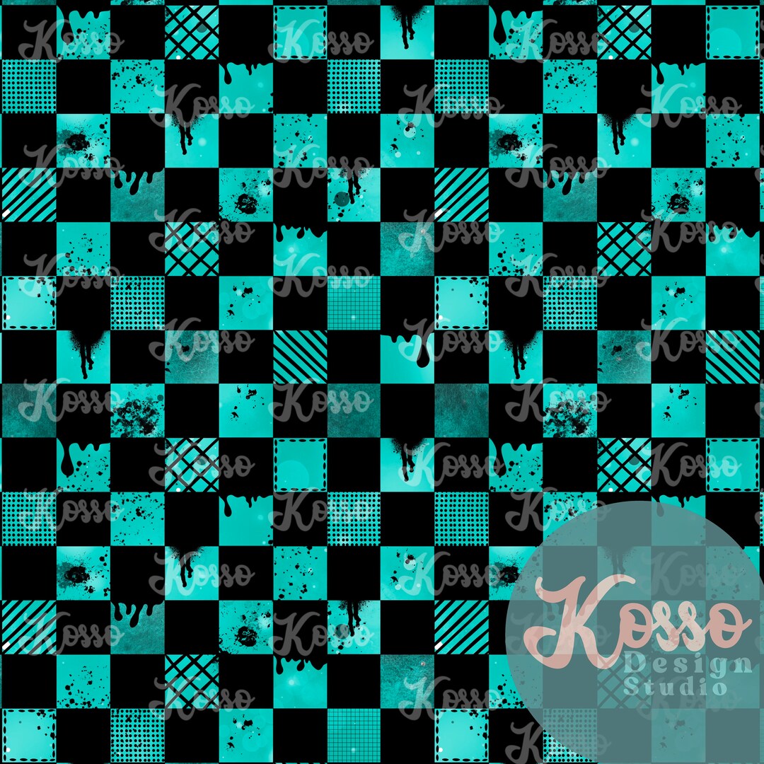 Turquoise Alternative Checks Seamless Design - Digital Surface Pattern ...