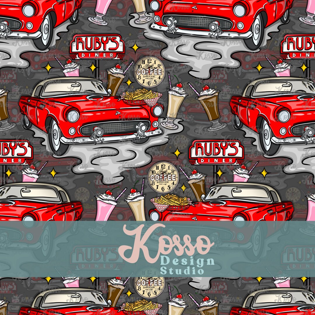 American Diner Seamless Design - Digital Surface Pattern for Printing ...