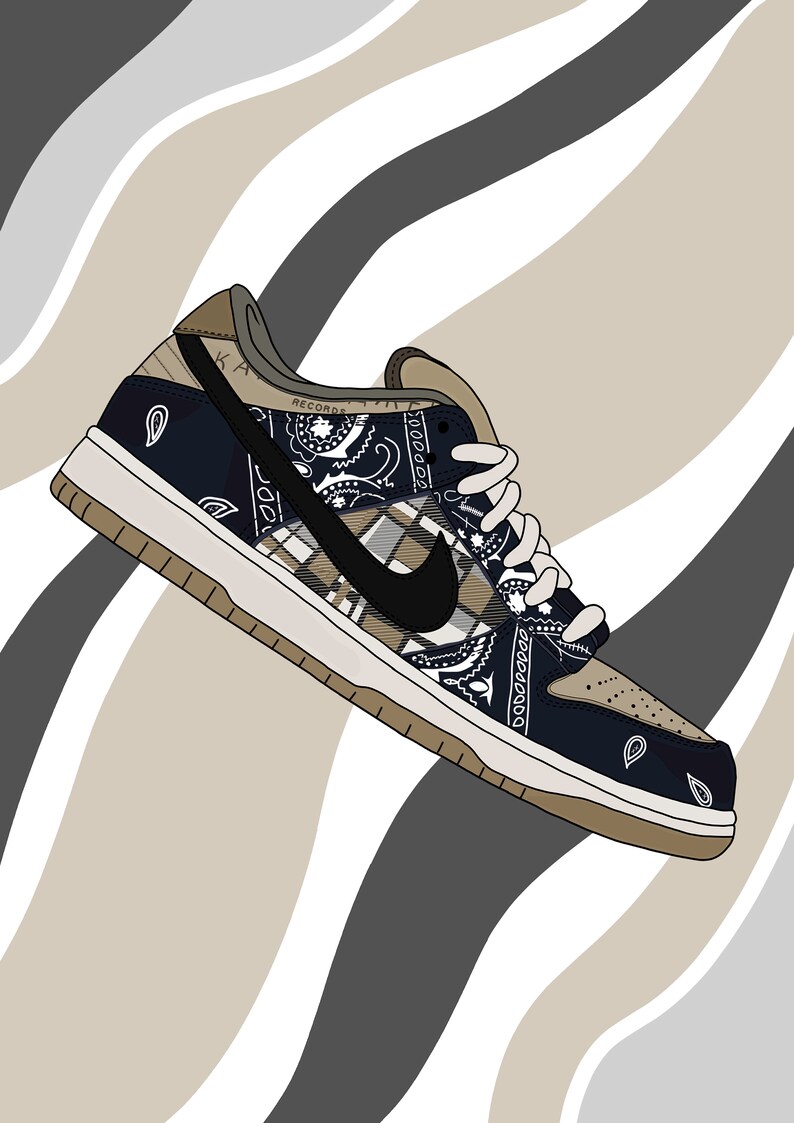 Travis Scott X Nike Trainer Art nike adidas shoe Etsy