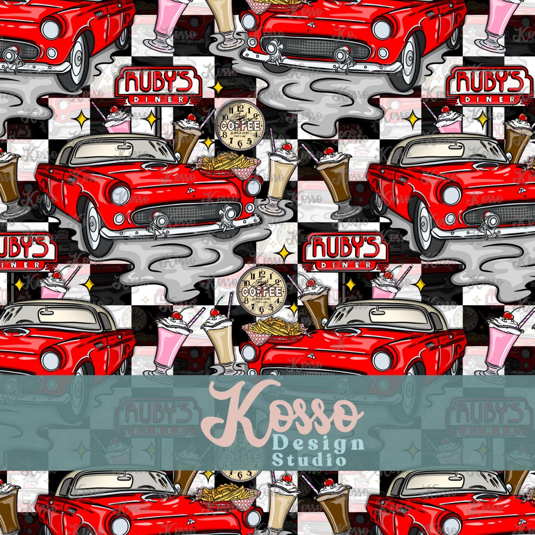 American Diner Seamless Design - Digital Surface Pattern for Printing ...