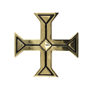 Cruz romana de latón macizo, acabado revestido de color dorado, decoración de pared de la Orden de Cristo, insignia templaria cristiana para el hogar, la iglesia o un regalo