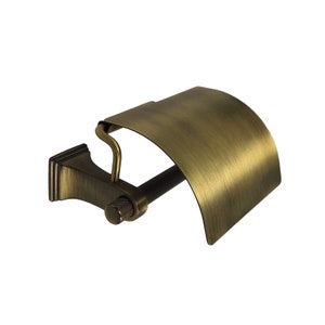 Elegante porta carta igienica con coperchio – 100% ottone massiccio, finitura rivestita in bronzo antico, arredamento per il bagno senza tempo, design da collezione privata