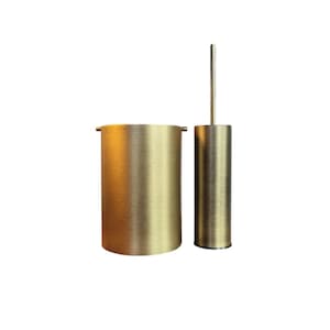 Elegant Solid Brass Bathroom Set – Antique Bronze Coated Trash Can & Toilet Brush Holder, Premium Quality, Timeless Bathroom Elegance