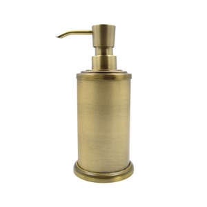Luxury Solid Brass Soap Dispenser - Round 200ml (6.76 oz), Antique Bronze Coated, Premium Countertop Accessory for Bathroom and Kitchen