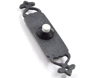 Rustic Doorbell Button – Solid Brass Doorbell Buzzer, Antique-Looking, Handmade with Oxide Black Coated Finish, Elegant Design for Entryways