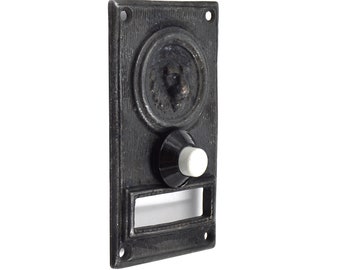 Handmade Doorbell Button with Lion Head Design – Solid Brass, Oxide Black or Antique Bronze Coated Finish, Rustic Elegant Style