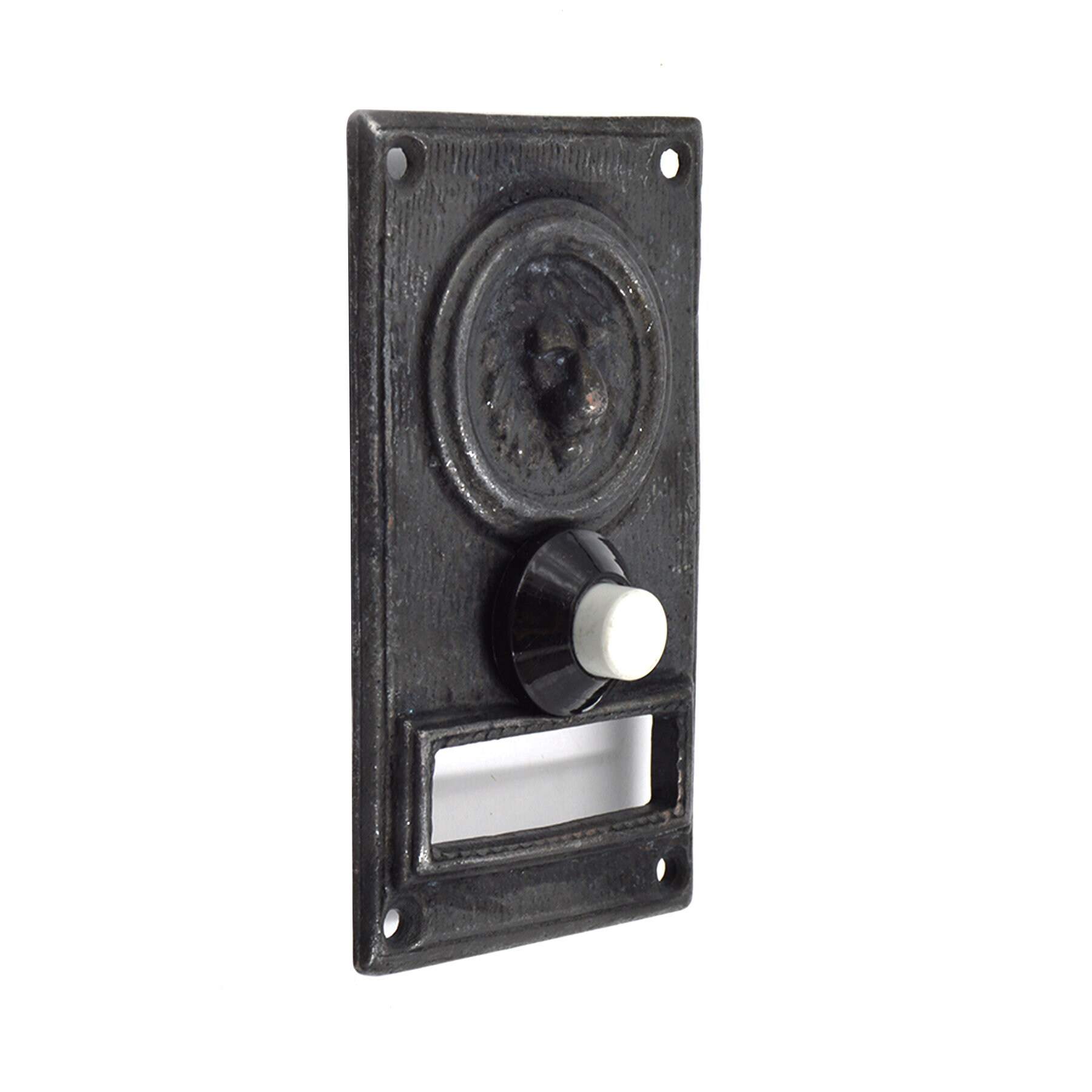 Handmade Doorbell Button With Lion Head Design - Solid Brass, Oxide Black Or Antique Bronze Coated Finish, Rustic Elegant Style