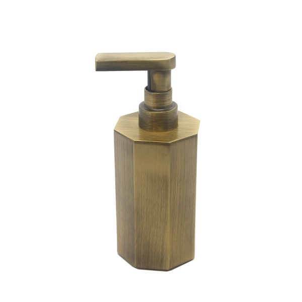 Antique Countertop Luxury Liquid Soap Dispenser Octagon 200ml Vintage For Bathroom, Kitchen Solid Brass Unique Collection Premium Quality