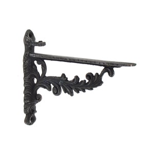 Handmade Baroque Style Shelf Bracket – Solid Brass with Floral Ornament, Oxide Black Coated Finish, Elegant Decorative Shelf Support