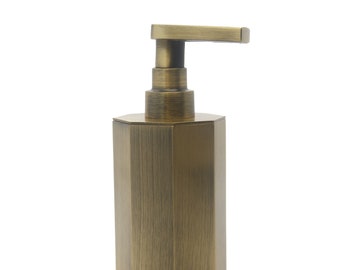 Seifenspender aus massivem Messing - Achteck-Design, 200 ml (6,76 oz) Arbeitsplattenzubehör, antike Bronze beschichtet, Premium-Qualität, einzigartig C.