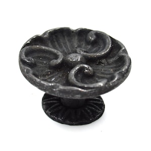 Handmade Solid Brass Flower Design Knobs - Elegant Oxide Black & Antique Bronze Coated Pull Handles for Cabinet, Kitchen, and Furniture
