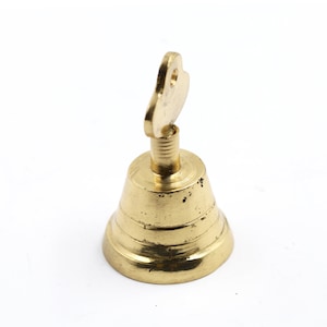 Solid Brass Small Hand Bell –  Gold Colored Coated Finish, Altar Bell for Rituals, Witchcraft, Service, or Home Decor