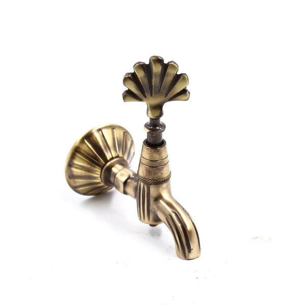 Heavy Brass Faucet, Antique Vintage Design Water Tap Sink Decor Garden Faucet