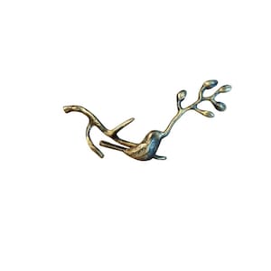 Solid Brass Bird & Branch Knob - Antique Bronze Coated Finish - Nature-Inspired Drawer and Cabinet Pull - Elegant Home Hardware