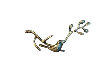 Solid Brass Bird & Branch Knob - Antique Bronze Coated Finish - Nature-Inspired Drawer and Cabinet Pull - Elegant Home Hardware