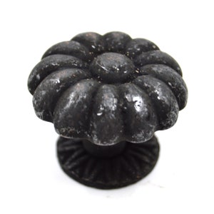 Handmade Flower-Shaped Solid Brass Drawer Knobs - Oxide Black Coated Finish Decorative Cabinet Pull Handles