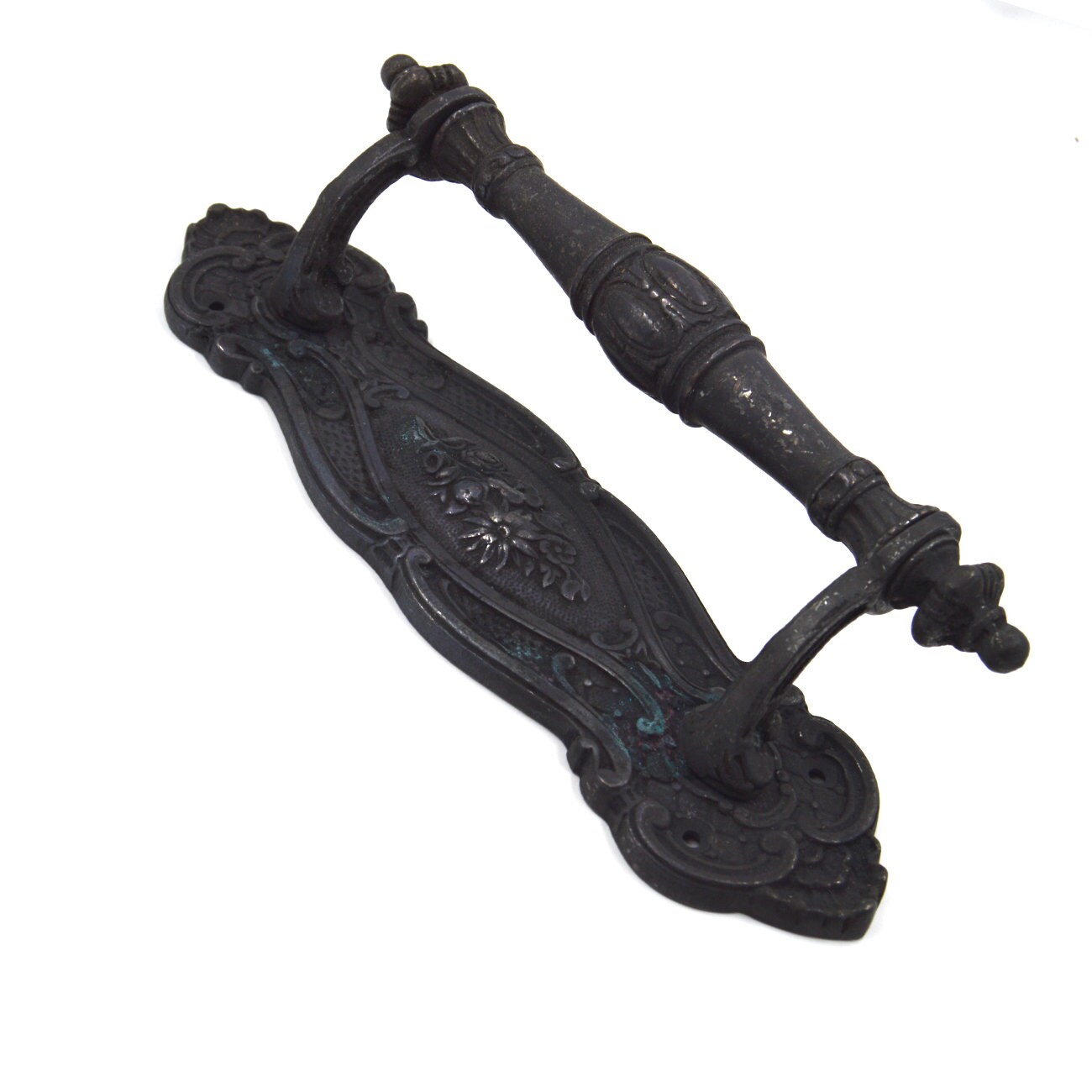 Handmade Rustic Door Pull Handle, Victorian Black, Solid Brass, Oxide Black Coated Finish, Antique Look Decorative Ornament