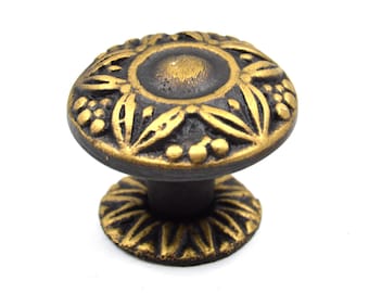 Handmade Solid Brass Drawer Knob Pull Handles - Antique-Looking, Elegant Dresser and Kitchen Cabinet Pulls with Antique Bronze Coated Finish