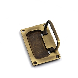 Manija de elevación de trampilla empotrada de latón macizo hecha a mano - Adorno decorativo de aspecto antiguo con revestimiento de bronce antiguo u óxido negro