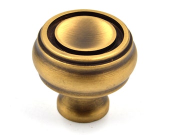 Puxador redondo de latão maciço feito à mão - Estilo Art Déco, acabamento em bronze antigo e preto óxido, qualidade premium