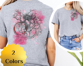 Dragon Tshirt, Handrawn Dragon, Cherry blossom T-shirt, Teen Outfit, Chinese Style, Gift for Girl, Fantasy T-shirt