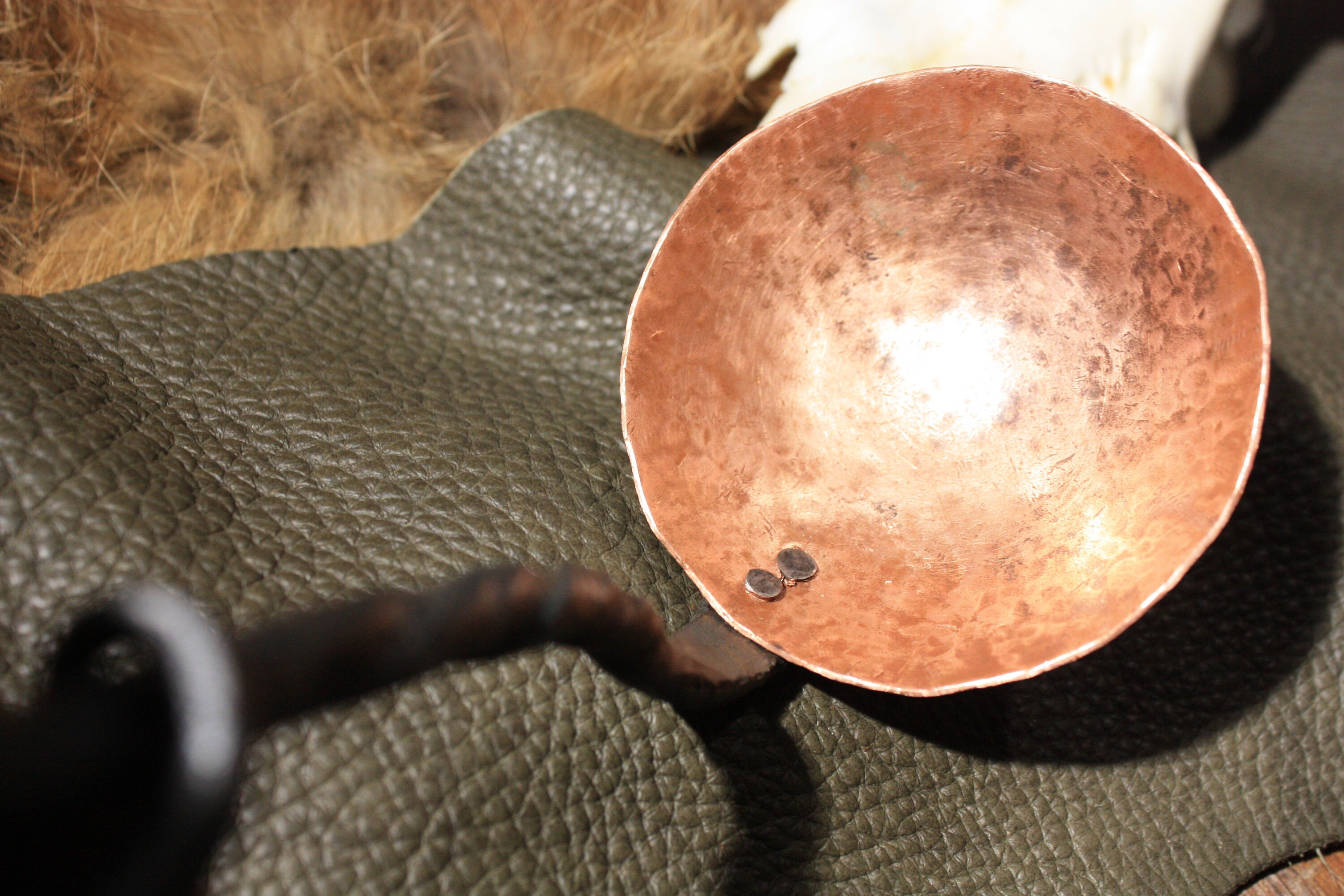 Copper Ladle Hand Hammered With Steel Handle Etsy