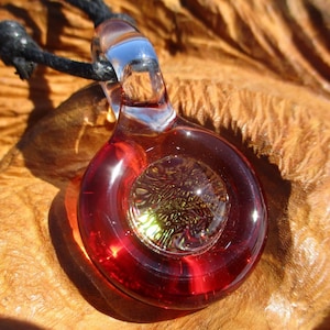 heady glass pendant, dichroic glass, wearable art with adjustable necklace and gift box, dichroic, borosilicate glass