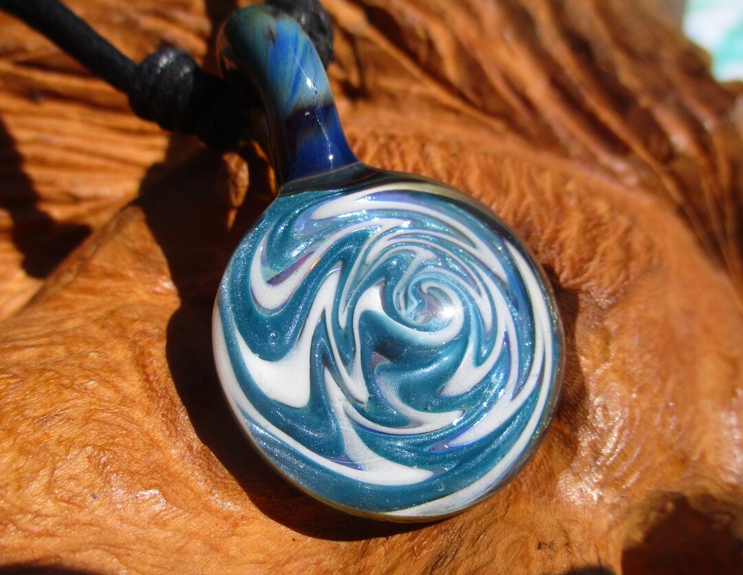 Heady Glass Pendant, Wigwag, Wearable Art With Adjustable Necklace and