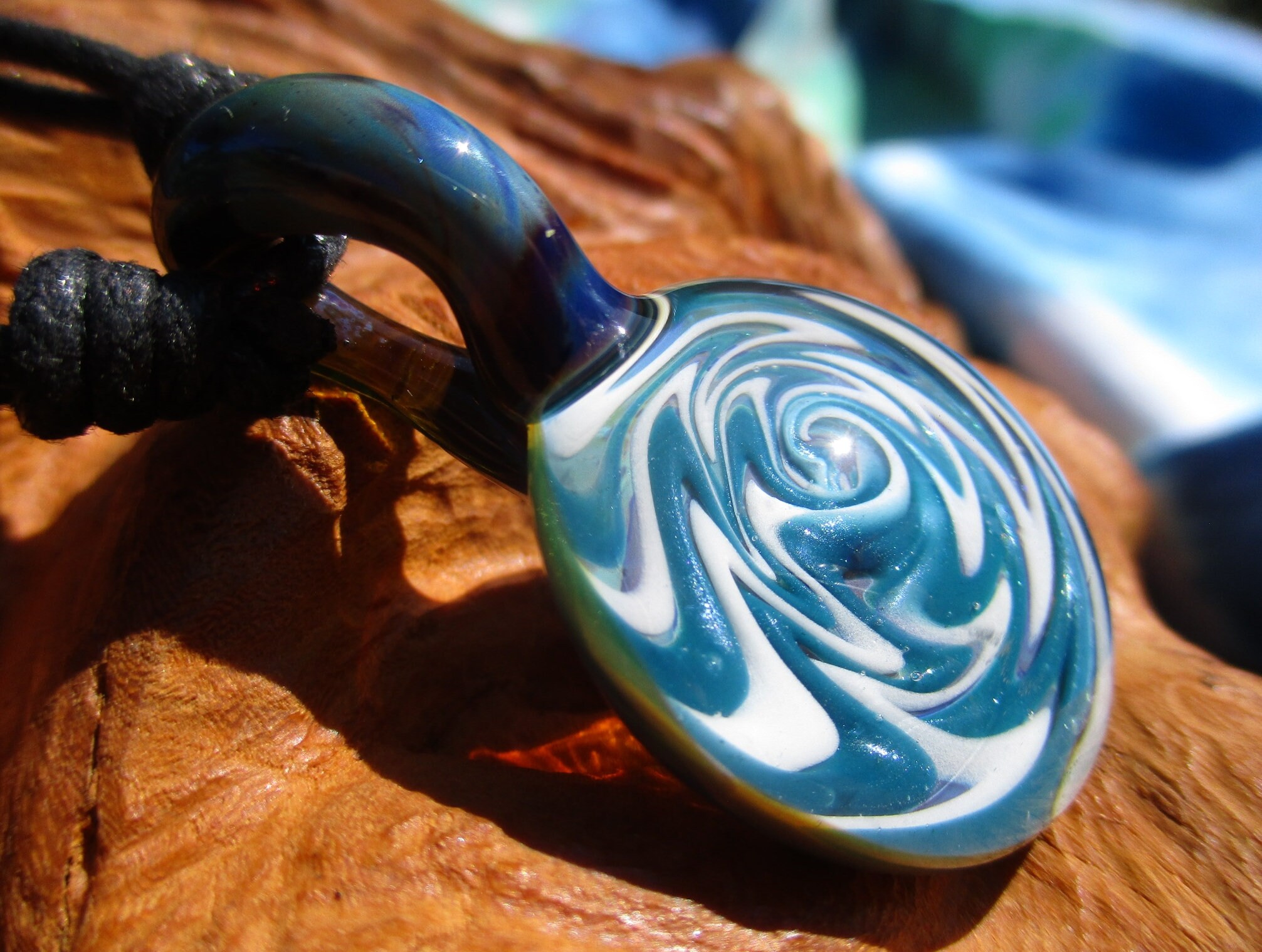 Heady Glass Pendant, Wigwag, Wearable Art With Adjustable Necklace and