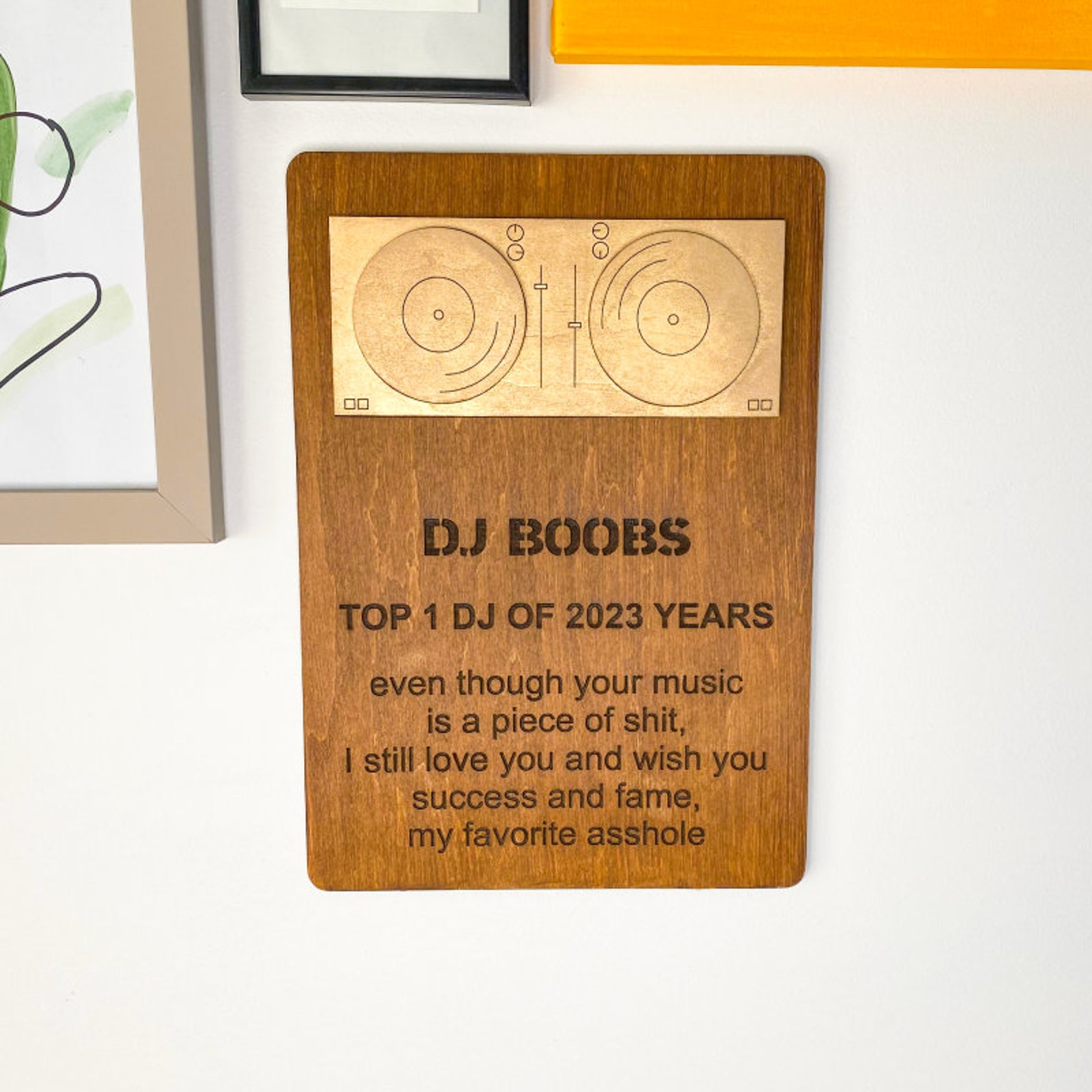 DJ gifts for men Personalized name Award plaque DJ table Etsy