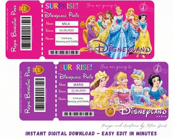 Disneyland Paris Ticket Printable - Etsy UK