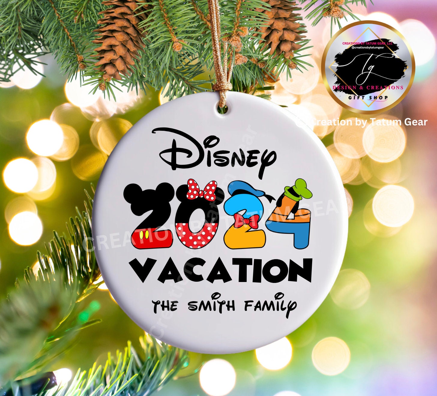 Christmas 2024 Custom Disney ornament !!! My family Disney Trip 2024
