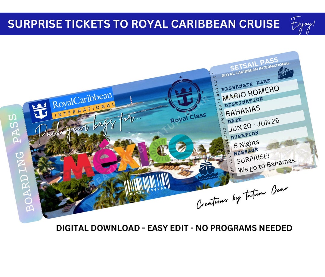 Royal Caribbean Cruise Printable Ticket Boarding Pass Etsy