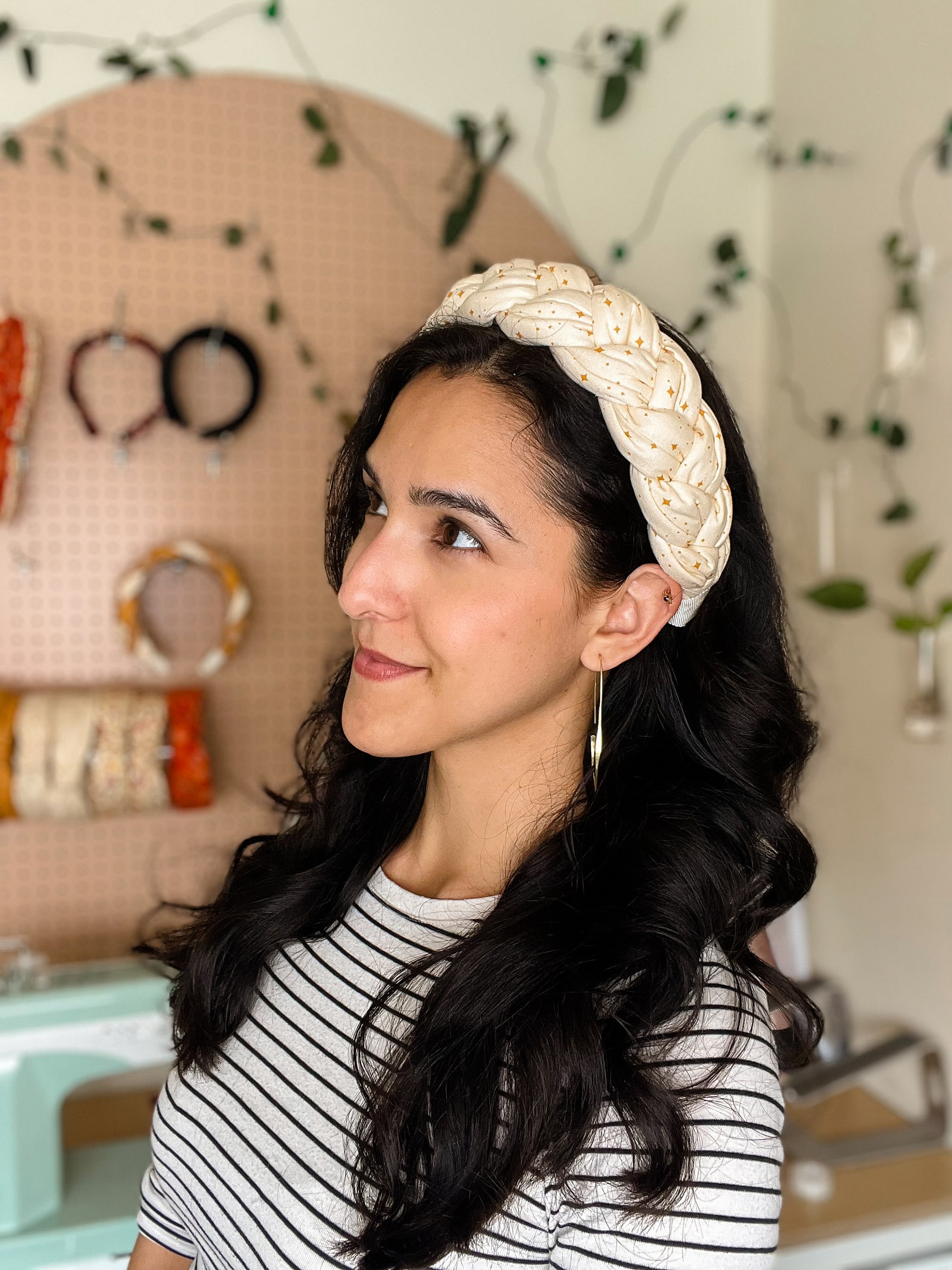 Boho Braided Headband for Women, Minimal Neutral Handmade  display picture 3