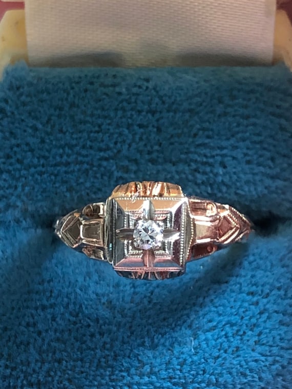 Antique wedding ring | 14k Diamond engagement ring