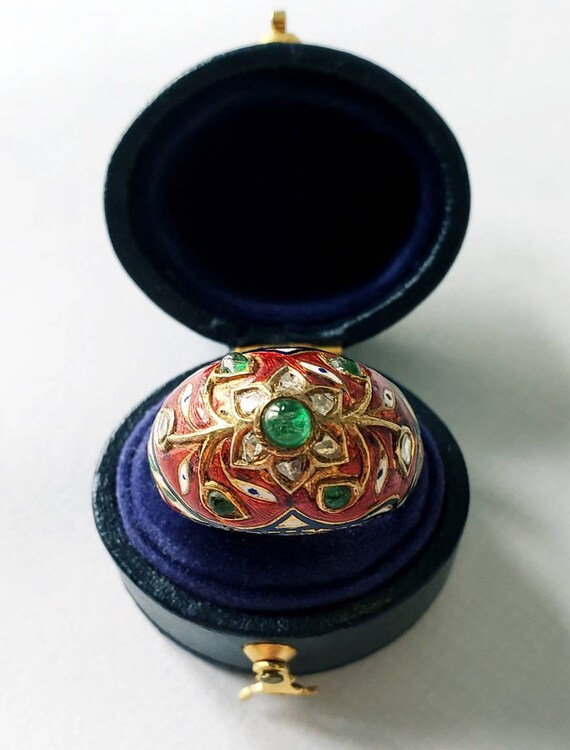 Rose cut diamond enamel ring | enamel ring | evil