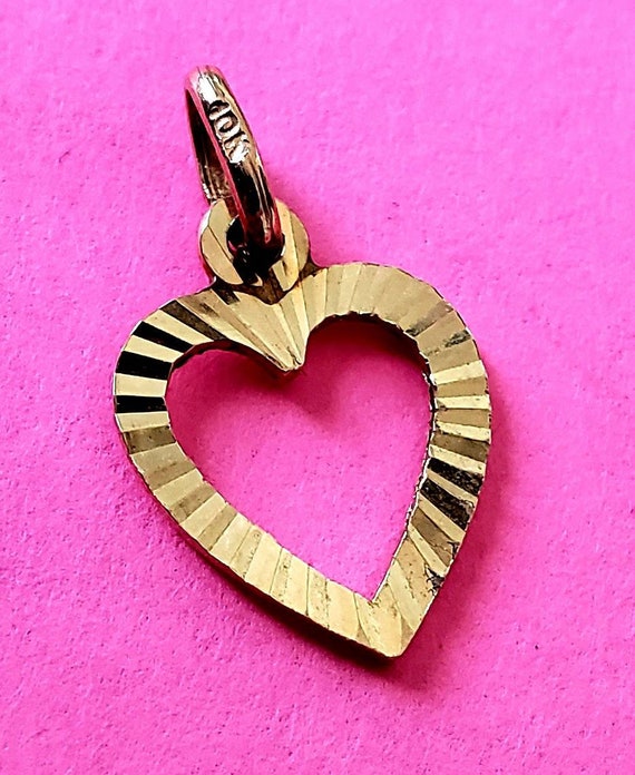 Gold heart pendant | 10k yellow gold heart | Valen