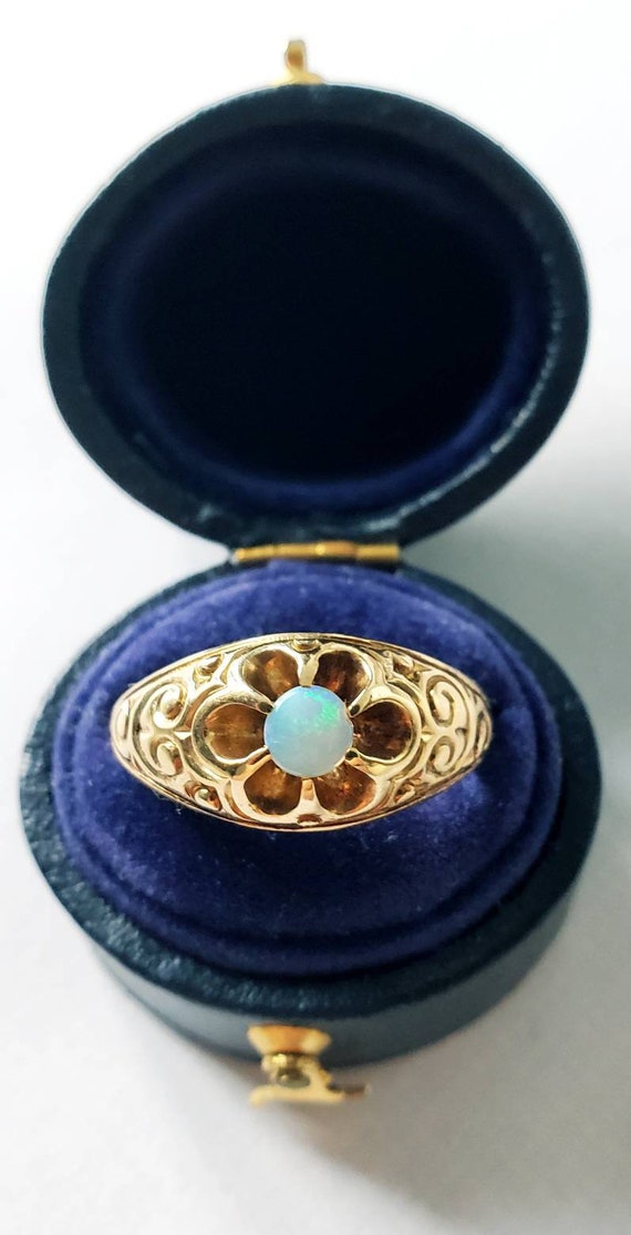 Victorian opal ring | 14k ornate opal ring | opal