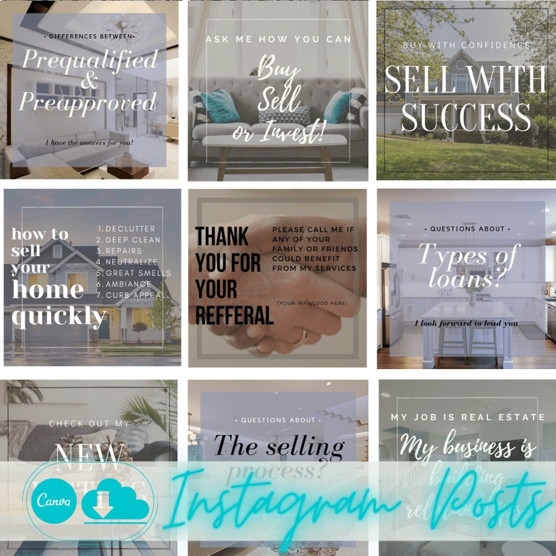 Real Estate IG Posts Call to Action & Tips MODERN Etsy