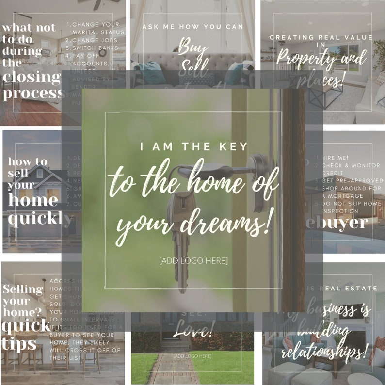 Real Estate IG Posts Call to Action & Tips MODERN Etsy