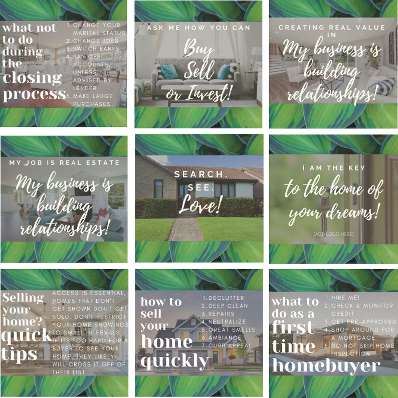 Real Estate IG Posts Call to Action & Tips ECO Etsy