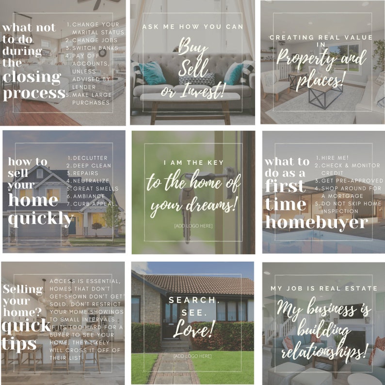 Real Estate IG Posts Call to Action & Tips MODERN Etsy