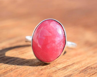 Rhodochrosite Ring in 925 Sterling Silver,Silver Ring, Gemstone Ring, Artisan Ring, Handmade Sterling Ring, Unique Silver Band, Gift For Her