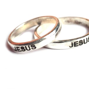 Jesus Band Ring in 925 Sterling Silver, Silver Ring, Dainty Ring, Artisan Ring, Sterling Ring, Boho Ring, Band Ring,Ring, Gift image 2