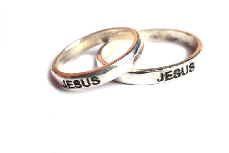 Jesus Band Ring in 925 Sterling Silver, Silver Ring, Dainty Ring, Artisan Ring, Sterling Ring, Boho Ring, Band Ring,Ring, Gift image 2