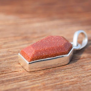 Pendentif cercueil pierre de soleil en argent sterling 925, cercueil, pendentif délicat, artisan, pendentif en argent sterling, créateur, collier en argent, cadeau