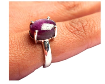 Narural Red Ruby Star Sapphire Ring in 925 Sterling Silver, Silver Ring, Dainty Ring, Artisan Ring, Sterling Ring, Boho Ring, Gift Her