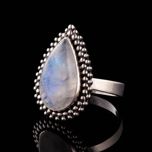 Rainbow Moonstone Ring in 925 Sterling Silver,Silver Ring, Moonstone Ring, Artisan Ring, Sterling Ring, Unique Silver Band, Gift For Her