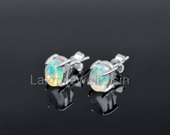 Orecchini opale di fuoco in argento sterling 925, opale di fuoco, orecchini di pietre preziose, orecchini, gioielli in argento, orecchini artigianali, orecchini borchie, regalo lei
