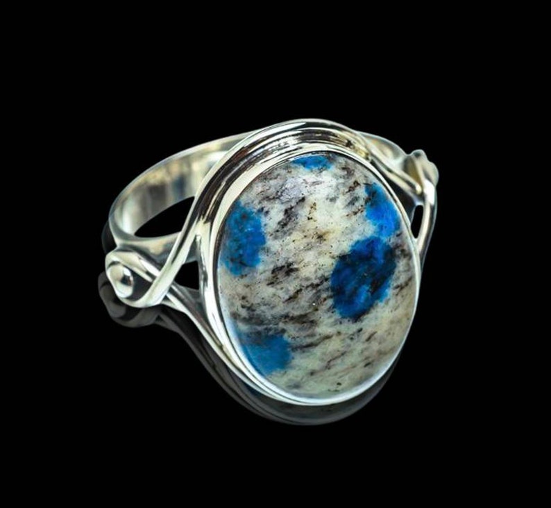 Sterling Ring Unique Silver Ring Gift For Her Azurite Ring Artisan Ring Classical K2 Azurite Ring in 925 Sterling Silver